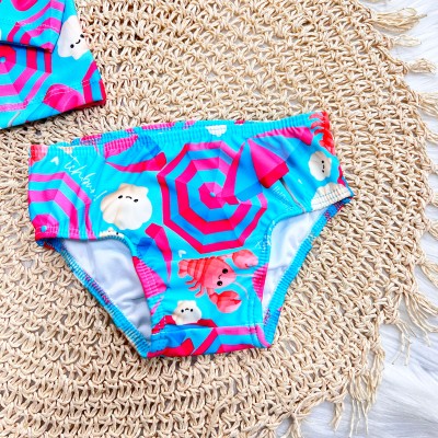 Linha Praia - Conj. Blusa Manga Longa e Calcinha Fundo do Mar com Proteção UV50+ - Azul Bebê